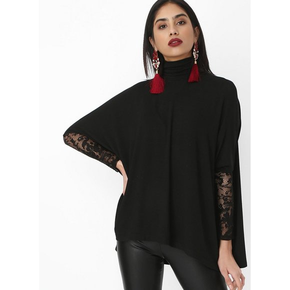 Bambina Mia Tops - Bambina Mia - Black Lace - Sleeve Dolman Top